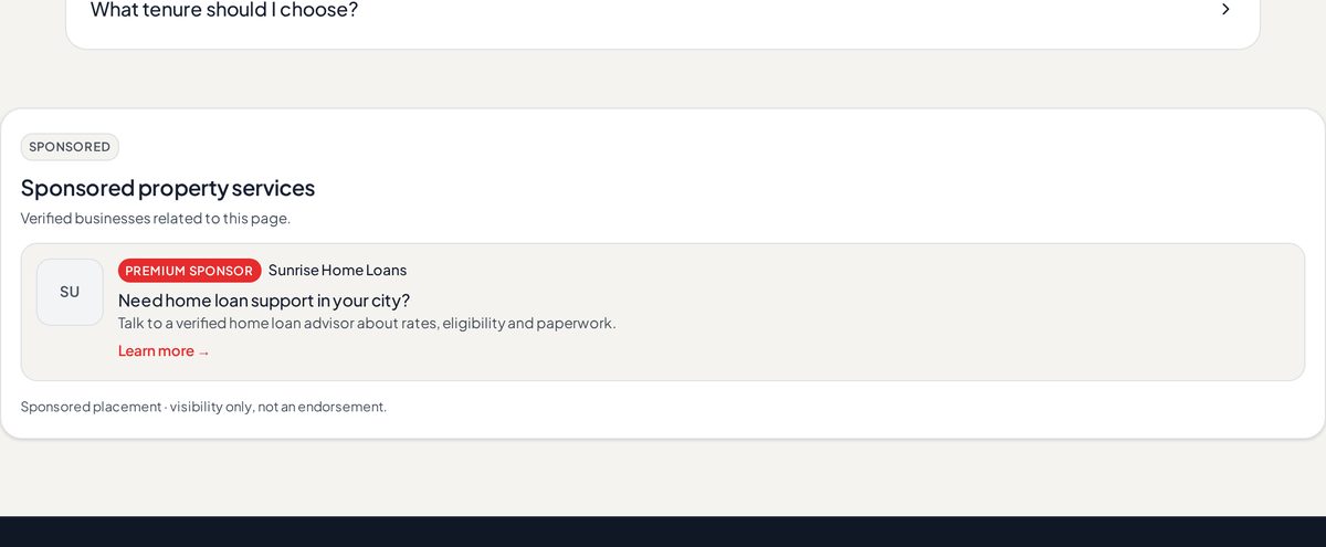 Example of a sponsored placement on the EMI calculator (tool_emi)